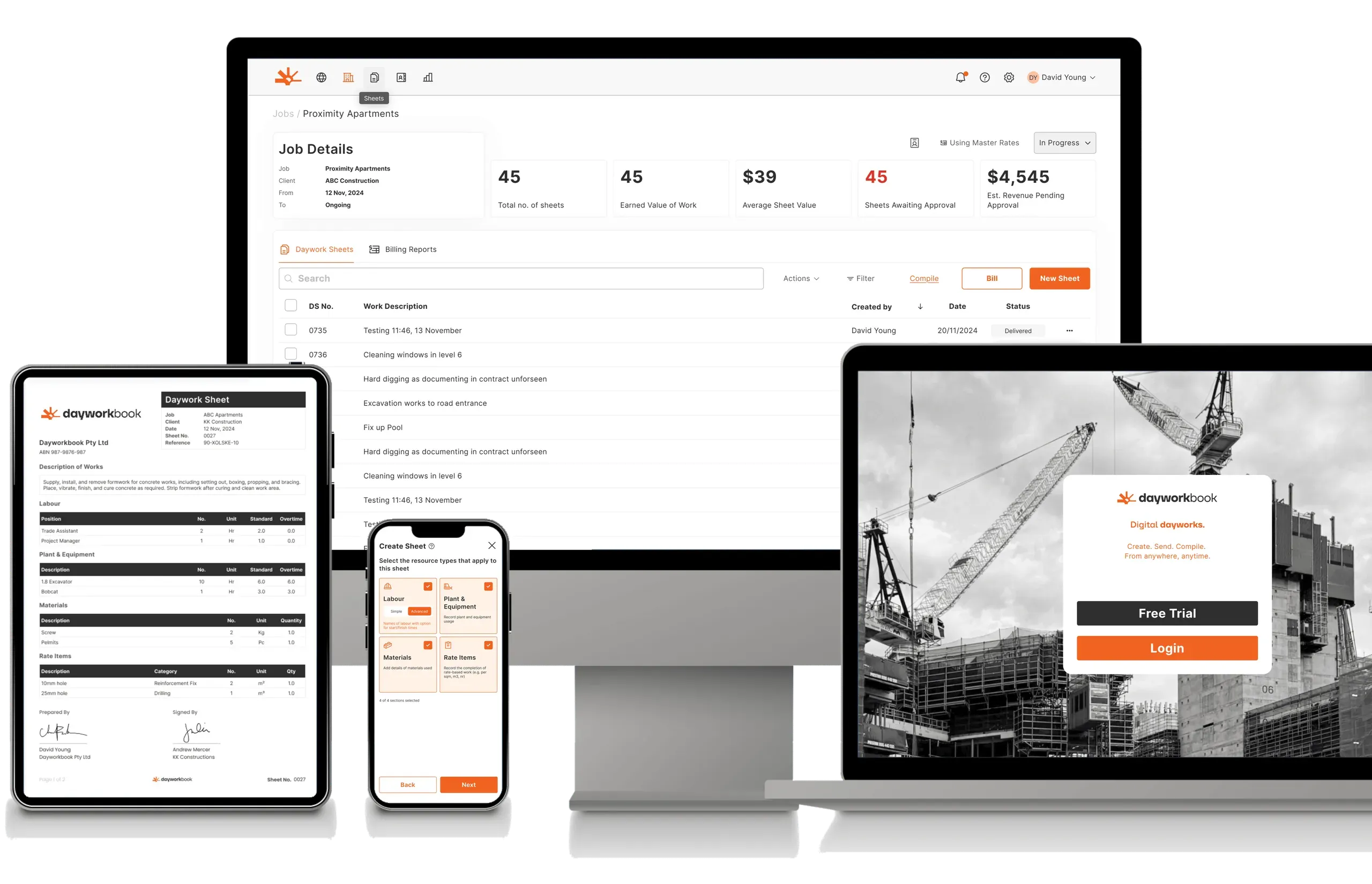 Dayworkbook on multiple devices